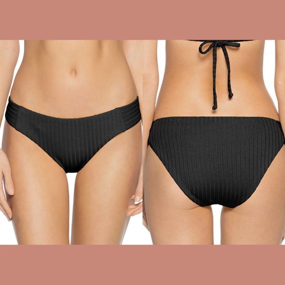 NEW $58 Becca‎ Loreto Ribbed Black Bikini Bottoms [ SZ Large ] - Picture 1 of 11
